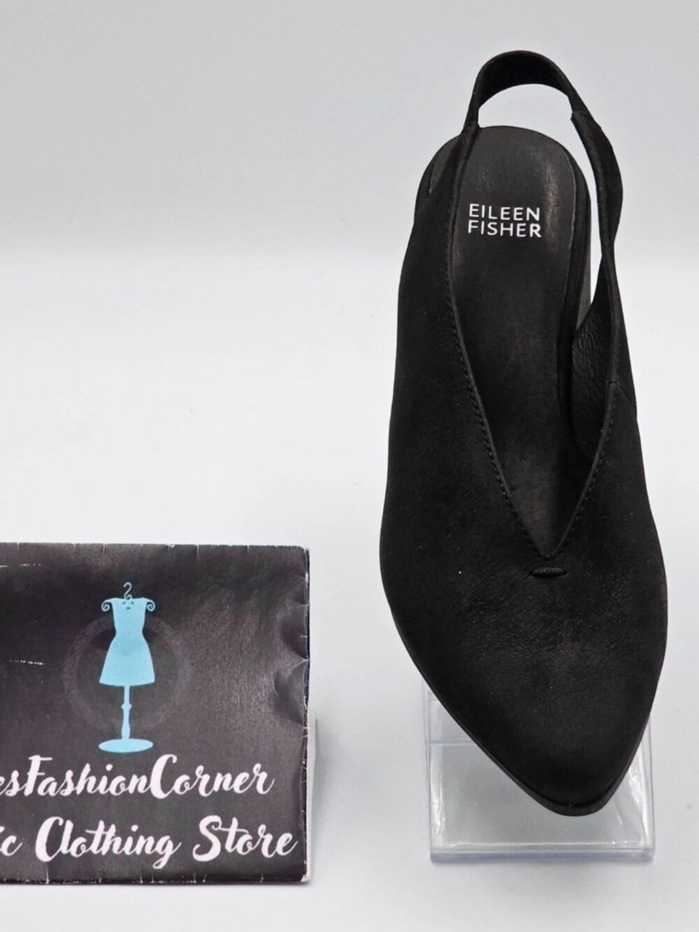 Eileen Fisher Womens Black Nubuck Leather Devi Tumbled Slingback Shoes Sz 6 2917 - Picture 16 of 16